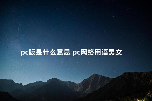 pc版是什么意思 pc网络用语男女